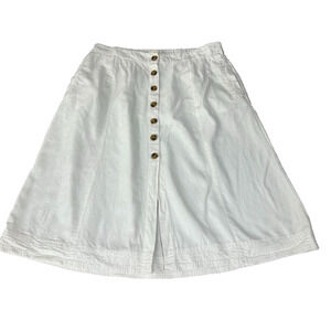 Universal Thread Skirt White 2XL Linen Blend Button Up A Line Med Utility Midi